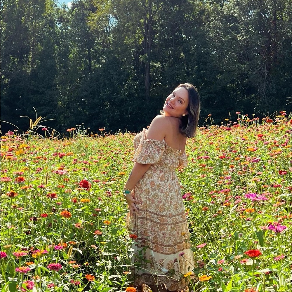 Spell Floral Maxi Dress in Cream and Brown